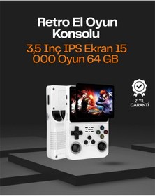 Resim R36s Taşınabilir Retro Oyun Konsolu 15.000 Oyun, 64 Gb Depolama, Ips Ekran 