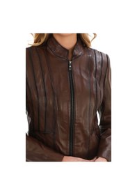 Resim New Zaya Leather Kadın Hakiki Kuzu Deri Ceket 