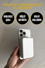 Resim L'eDoren 10.000 mAh Magsafe Powerbank Taşınabilir Kablosuz Şarj Cihazı Universal Şarj Battery PAck 