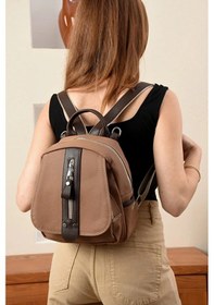 Resim Just Polo Kadın Orta Boy Ayarlanabilir Askılı Şık Lakost Sırt Çantası Shopper Vizon - Kahverengi 