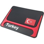 Resim caraks Kaydırmaz Silikonlu Ped Araç Göğüs Torpido Ev Ofis Çok Amaçlı Turkey Bayrak Desenli 17,5 cm x 13 cm 