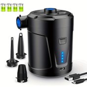 Resim Taşınabilir Kablosuz Elektrikli Şişirme Pompası - Yüzme Havuzu, Hava Yatağı & Daha Fazlası İçin Çift Amaçlı - Şarj Edilebilir 5200mAh Pil, Siyah 