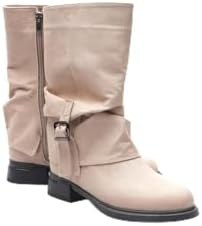 Resim Kadın Süet Bot Körüklü Fermuarlı Platin Tokalı Kahve Vandira 