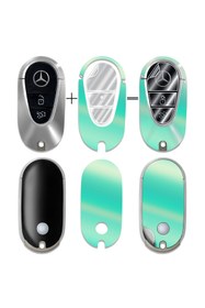 Resim Ipg Mercedes C E S GLC CLE EQE EQS SL Smart Key Koruyucu -Sticker Seti (Kılıf Değildir) (Turkuaz) 
