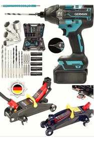 Resim OG GERMANY STEEL 850Mn Akülü Araç Bijon Somun Sökme Sıkma Matkap Vidalama-2.5 Tn Timsah Kriko Hidrolik Çantalı DR652 