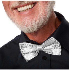 Resim Populermarketim - Gece Işıltısı Gümüş Payetli Pullu Papyon 7x2 Cm Standart 