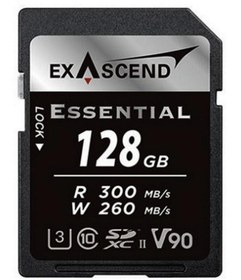 Resim Exascend 128GB Essential 300MB\u002Fs V90 SDXC Hafıza Kartı 