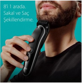 Resim 8'li Erkek Bakım Seti, Çok Amaçlı Şekillendirme ve Bakım Kiti, Siyah 