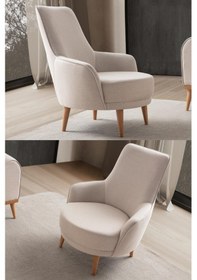 Resim Rebull Keten Berjer Sütlü Kahve Tekli Koltuk Sütlü Kahve 