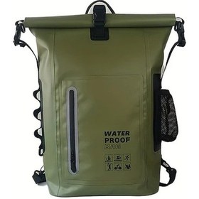 Resim Maxaccess Yeşil 6.6 Galon Yüksek Kapasiteli Sırt Çantası - Plaj Yürüyüş Kano Sörf İçin Su Geçirmez Çanta Yeşil 