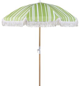 Resim MONDELLO 150 cm Retro Bahçe Şemsiyesi, Kayın Ahşap Gövde, UV Koruma, Bej Püsküllü - Yeşil 