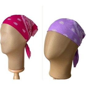 Resim Pamuklu Klasik Desen Unisex 2li Bandana Seti Renkli Bandana Etnik Desenli A Kalite Bandana Bordo - Lila 