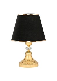 Resim Art Deco Tarz Kristal Taş Süslü Metal Ayak Ve Gold Şeritli Siyah Başlık 2'li Abajur Seti İki Adet Siyah - Altın 