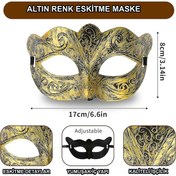 Resim azrlyaonline Altın Renk Eskitme Maskeli Balo Maskesi – Venedik Tarzı Parti Maskesi (5224) 