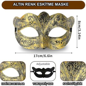 Resim Go İthalat Altın Renk Eskitme Maskeli Balo Maskesi – Venedik Tarzı Parti Maskesi (5263) 