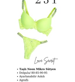 Resim Tılsım Lingerie Murays Kadın 3lü Taşlı Mikro Sütyen Takım Yeşil/orange/sarı 