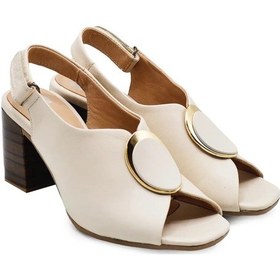 Resim Kadın Topuklu Deri Sandalet Bej 2108518y Bej 