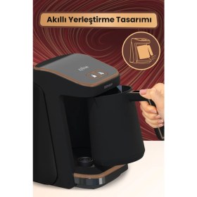 Resim Goldmaster Kıvam ECO Siyah Geniş Hazneli Akıllı Yerleştirme Patentli Türk Kahve Makinesi GM-8380ES 