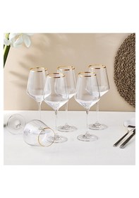 Resim Sandro Moreno Dolce Vita Ayaklı Kadeh 6 Lı 390 Ml Altın File Altın - Şeffaf 