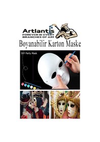 Resim Maske Boyama 2 Li 1 Paket Boyanabilir Karton Maske Lastikli İnsan Yüzü Suratı Yerli Üretim Fırça Akrilik Boya 6 Renk 