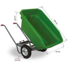 Resim tarımmahsulleriofisi Plastik el arabası. Saman balya yük eşya taşıma arabası. Çiftlik arabası 250 Lt 