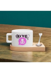 Resim Bk Gift Kişiye Özel İsimli Doktor Tasarımlı-4, Ahşap Altlıklı Seramik Fincan, Meslek Hediyesi, Yeni İş Hediyesi Kobitmeyen137933 Bk Gift 