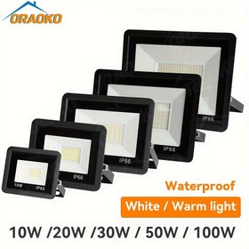 Resim AVANLO LED Sel Lambası, 6500K, 175-260V, 10W/20W/30W/50W/100W, Süper Parlak, Su Geçirmez, Metal Yarı Gömme Montaj, Katlanabilir, Cam Gölgelik, Sert Kablolu, Anahtar Kontrolü, Uzaktan Kumanda veya Pil Yok, Dış Mekan Spot Lambası 