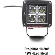Resim Offroad Led Lamba 10-30v 12w 4 Ledli Metal Siyah 