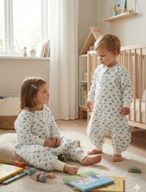 Resim Uzun Kollu Penye Astarlı Müslin Uyku Tulumu | 1.5 TOG - 4 Kat Müslin - %100 Pamuk - Kepçe Desenli / 7-8 Yaş 
