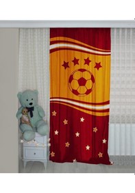 Resim Sarı Kırmızı Bip188 Çift Kanat Çocuk Odası Fon Perde 