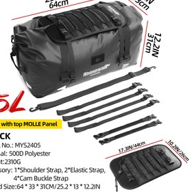 Resim Rhinowalk MYS2405 Su Geçirmez Motosiklet Duffel Çanta 65Lt – Kuyruk Çantası 