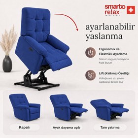 Resim Smarto Relax Porto Liftli TV Koltuğu Çift Motorlu Elektrikli Hasta Koltuğu Polyester Kumaş Baba Koltuğu - sarı 