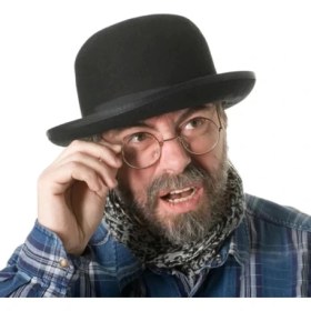 Resim Siyah Renk Yetişkin Boy Retro Bowler Derby Şapkası 58 cm 