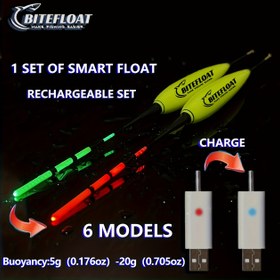 Resim 1 Set Balıkçılık Akıllı Parlayan Yüzerler (1 Yüzer + 1 Şarj Seti) Gece Balıkçılığı Bıçak Rengi Değiştiren Balıkçılık Ekipman Seti LED Işık 5g-20g Büyük Yüzer Yüzerler 