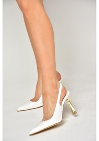 Resim Fox Shoess752074609 Beyaz Kalın Topuklu Kadın Ayakkabı Beyaz 