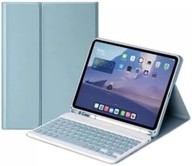Resim M.TK moveteck İpad Air 11 inç 2024 6.nesil Uyumlu Klavyeli Tablet Kılıf Bluetooth Kalem Bölmeli Standlı, Buz Mavisi, Tek Ebat, klavye-air11-petrol 
