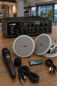 Resim Lastvoice Medium-1 Tavan Hoparlör Ve Anfi Ses Sistemi Paketi ( 1 Anfi 2 Hoparlör 1 Mikrofon) 