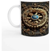 Resim Başak Burcu Baskılı Kahve Kupası - Zamanın Çarkları Astroloji Mekanizması Vs4 