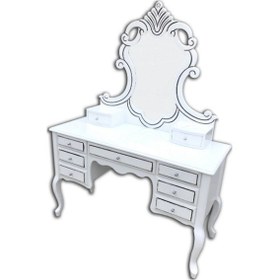 Resim Makyaj Masası Dresuar Model Ahşap Kayın Aslan Ayak 9çekmece Aslan Baş Oyma Nakışlı Ayna El Yapım 