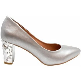 Resim 7 Cm Kristal Topuk Ayakkabi Stiletto Gumus 