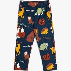 Resim Koton Eşofman Altı Hayvanlar Baskılı Beli Lastikli Lacivert Desenli 5wmb40093tk Lacivert 