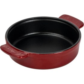 Resim Lava Döküm Yuvarlak Güveç Kabı Döküm Demir Yekpare Çift Kulplu ÇAP(Ø)14CM.-BORDO 