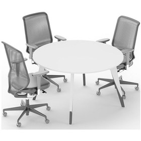 Resim Uzay Ofis Royal Yuvarlak Toplantı Masası - Beyaz - Antrasit - 140 Cm Renksiz 