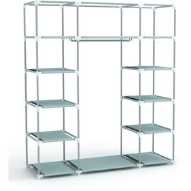 Resim Genel Markalar Metal Profilli Bez Dolap Portatif Bez Dolap Çift Yandan Raflı SİYAH 