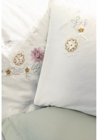 Resim Cotton Box 3d Nakışlı Saten Çift Kişilik Nevresim Takımı Jenika Mint 