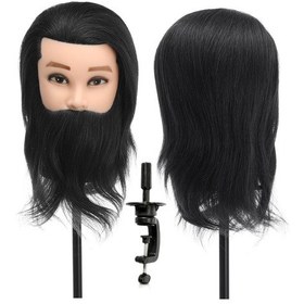 Resim Lebıhmurah Wg1697 100% Saç Kuaförlük Eğitimi Baş Adam Modeli Salon Uygulaması İçin Manken + Kelepçe Siyah - Siyah 