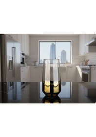 Resim Rova Tr Büyük Serisi Titanyum Kaplama Lüks Cam Bardak Seti - 6 Adet Su Bardağı Altın 