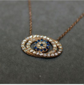 Resim Çift Halkalı Nazar Boncuğu Kolye 