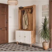 Resim 5090 Roma Sol Aynalı 3 Kapaklı Membran 3 Askılı Bohem Portmanto 