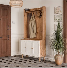 Resim 5090 Roma Sol Aynalı 3 Kapaklı Membran 3 Askılı Bohem Portmanto 